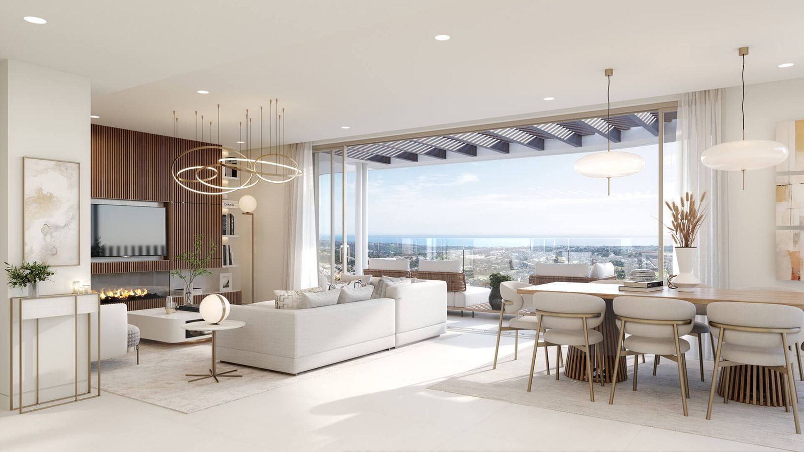 Luxe woon- en eetkamer met uitzicht bij Enebros Fase 2